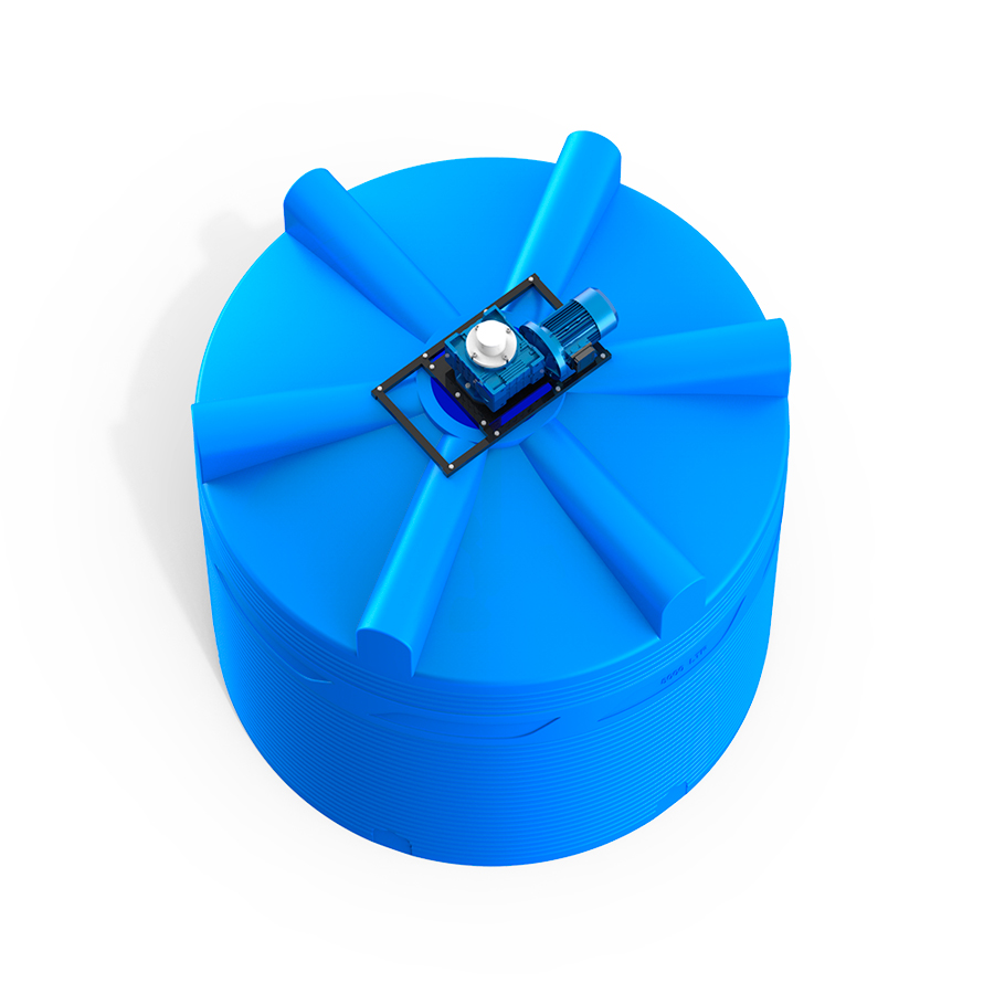 Емкость V 8000 литров с мешалкой для вязких жидкостей фото сверху 02