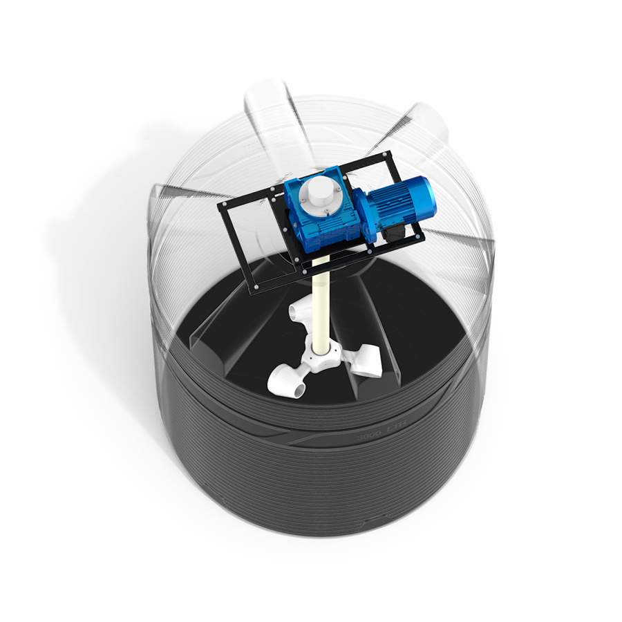 Емкость V 3000 литров с мешалкой для вязких жидкостей фото 2 сверху в разрез