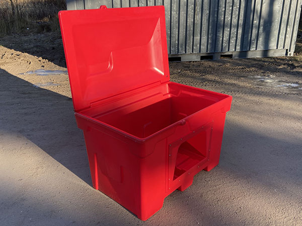 Пожарный пластиковый ящик для песка с лопатой