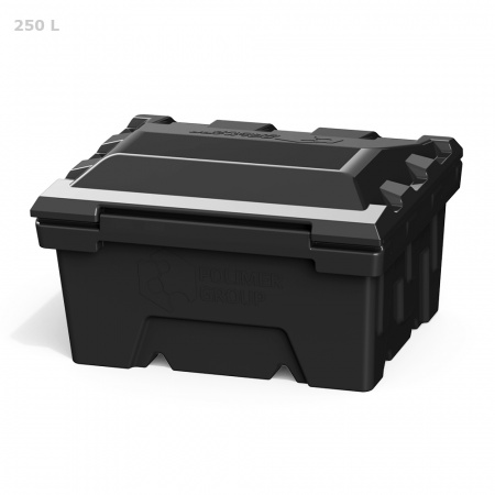 Ящик для ветоши 250 литров черный вид сзади