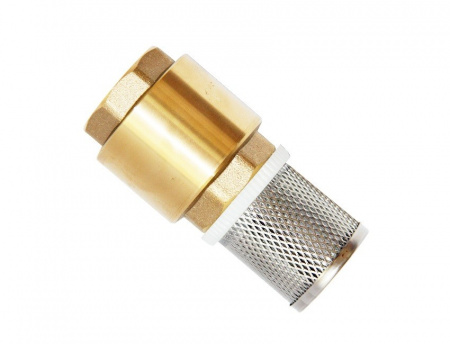 Обратный клапан 1 (латунь) в комплекте с сетчатым фильтром и штуцером фото с габаритами 