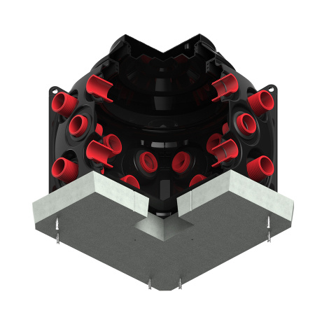 Колодец КН 1000x1000 H900 с крышкой D560 мм разрез анкерение трубы