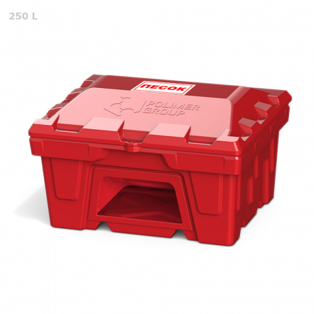 Ящик для песка 250 л с дозатором вид спереди