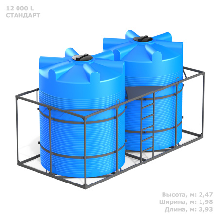 Кассета двойная с емкостями V 6000 Стандарт фото с габаритами 