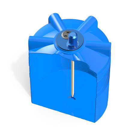 Емкость V 1000 литров с пропеллерной мешалкой в разрезе фото 1