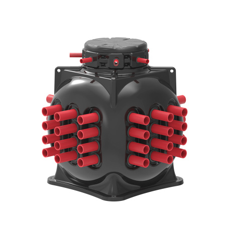 Колодец КС-5М с дополнительной горловиной H200 с крышкой D780 мм фото с вводами труб 12 шт