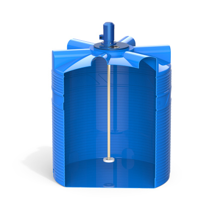 Емкость V 3000 литров с турбинной мешалкой фото 2 в разрез