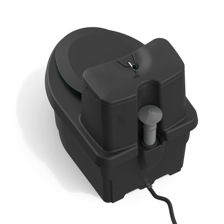 Торфяной биотуалет «РОСА» PREMIUM чёрного цвета вид сверху сзади