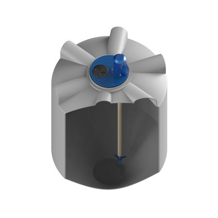 Емкость K 1000 литров с пропеллерной мешалкой без обрешетки вид сверху в разрез