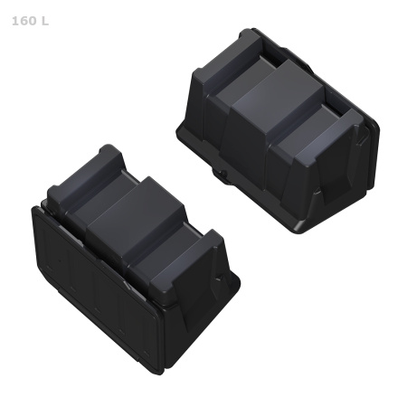 Ящик для ветоши 160 литров -  2 ящика фото снизу откр крышка