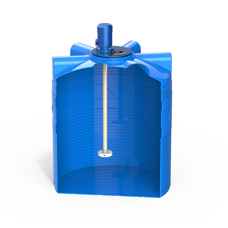 Емкость V 1000 литров с турбинной мешалкой фото 2 в разрез