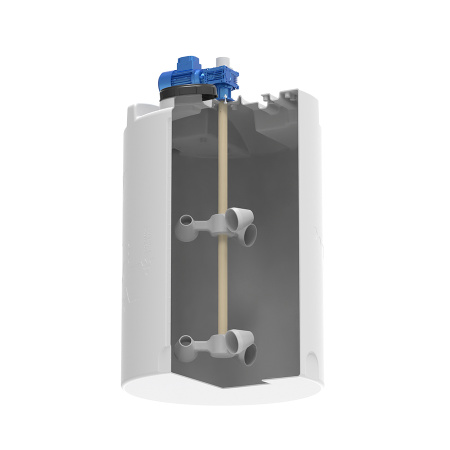 Емкость CDT 500 литров с лопастной мешалкой в разрез снизу