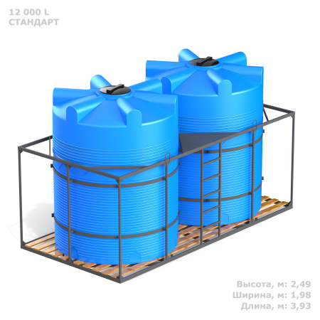 кассета с деревянным полом двойная с емкостями V 6000 Стандарт фото с габаритами