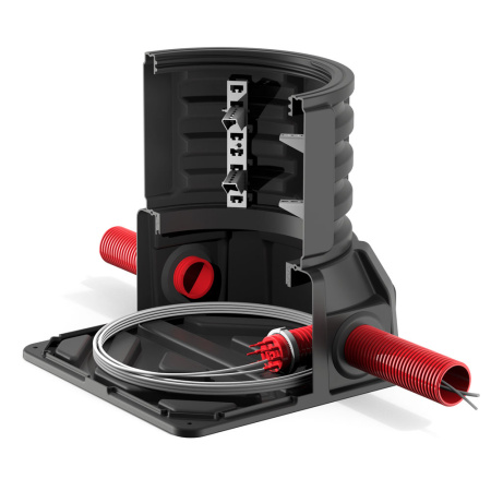 Колодец оперативного доступа КОД 2 H1000 с крышкой D 780 мм в разрезе с трубами