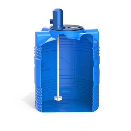 Емкость V 300 литров с турбинной мешалкой фото спереди в разрез