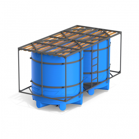 Кассета с деревянным полом двойная с емкостями V 5000 стандарт - вид вверх дном