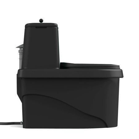 Торфяной биотуалет «РОСА» PREMIUM чёрного цвета вид сбоку слева