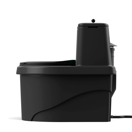 Торфяной биотуалет «РОСА» PREMIUM чёрного цвета вид сбоку справа