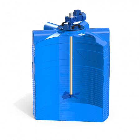 Емкость V 1000 литров с лопастной мешалкой в разрезе фото 1