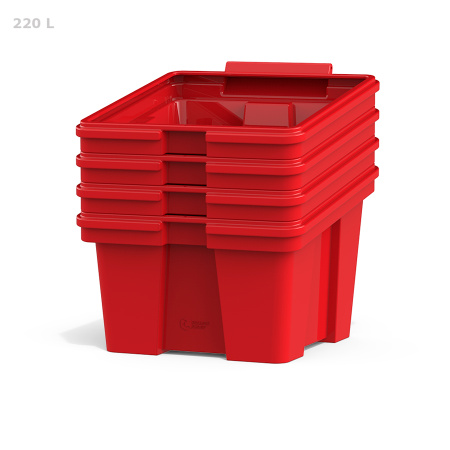 Ящик для для соли, реагентов 220 литров красный - штабелируемость корпусов