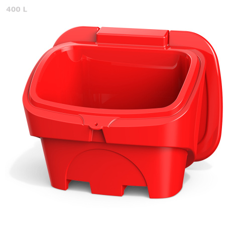 Ящик для песка 400 литров - фото с открытой крышкой спереди