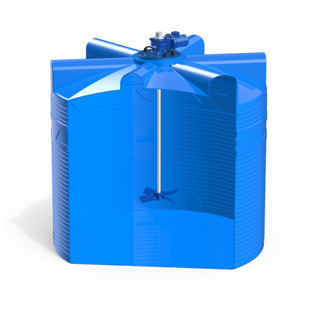 Емкость V 8000 литров с лопастной мешалкой в разрезе фото 1