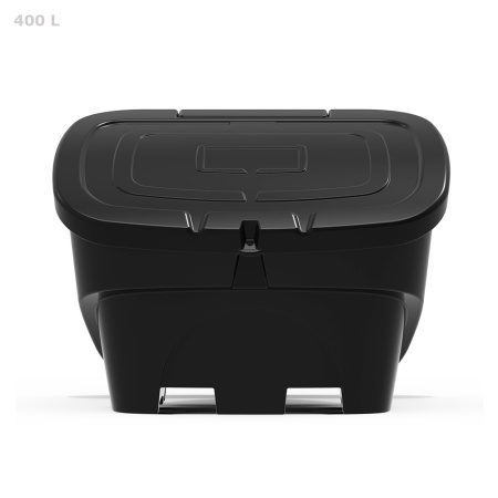 Ящик для ветоши 400 литров черный PREMIUM вид спереди