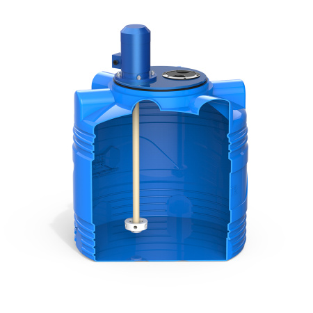 Емкость V 200 литров с турбинной мешалкой фото вид спереди в разрезе