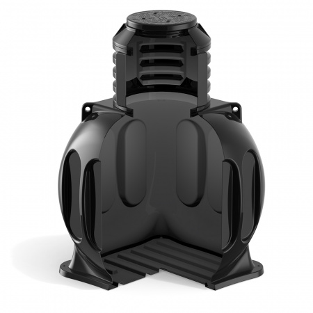 Кабельный колодец КС-5 с горловиной D780 мм и крышкой D560 мм в разрезе с муфтой с крышкой