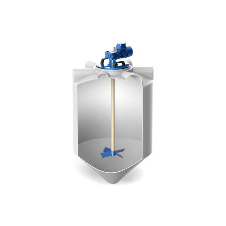 Емкость K 500 литров с лопастной мешалкой без обрешетки - фото с разрезом