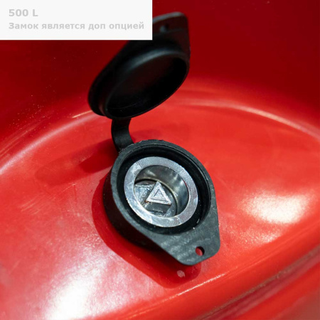 Ящик для песка с замком 500 литров PREMIUM с открытой крышкой вид замок близко живое фото