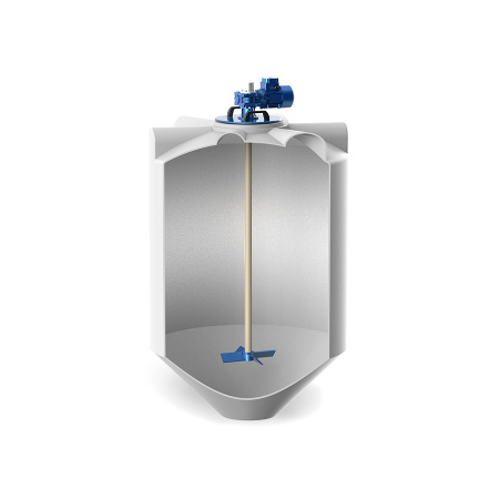 Емкость K 1000 литров с лопастной мешалкой без обрешетки - фото с разрезом